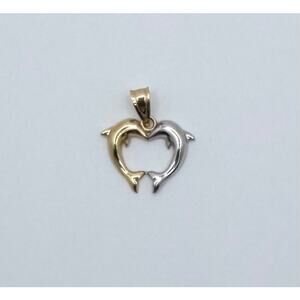 Vintage 14k Gold Dolphin Heart Shape Charm